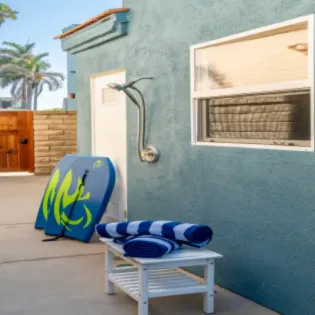 summer sunset outdoor shower